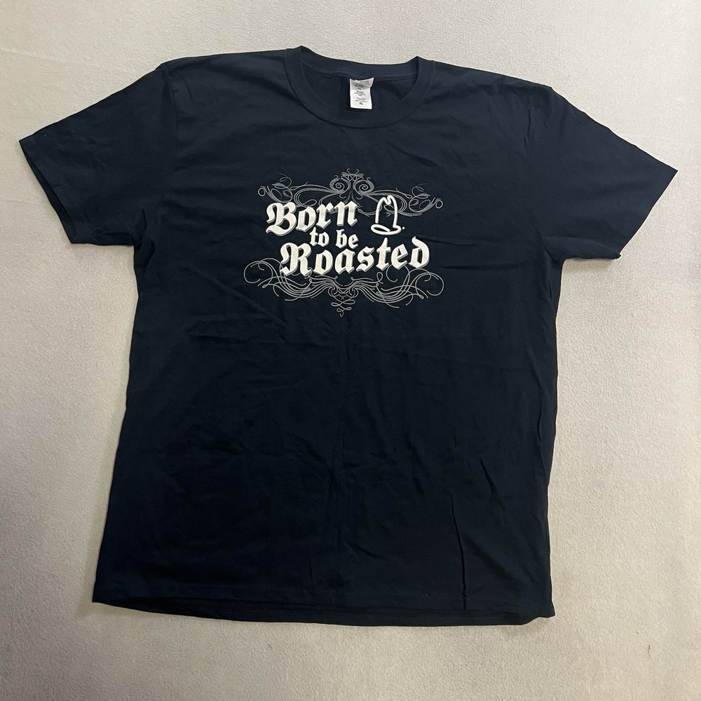 Vintage Arbys T-Shirt Men's Size XL Black Employee Promo Born To Be Roasted